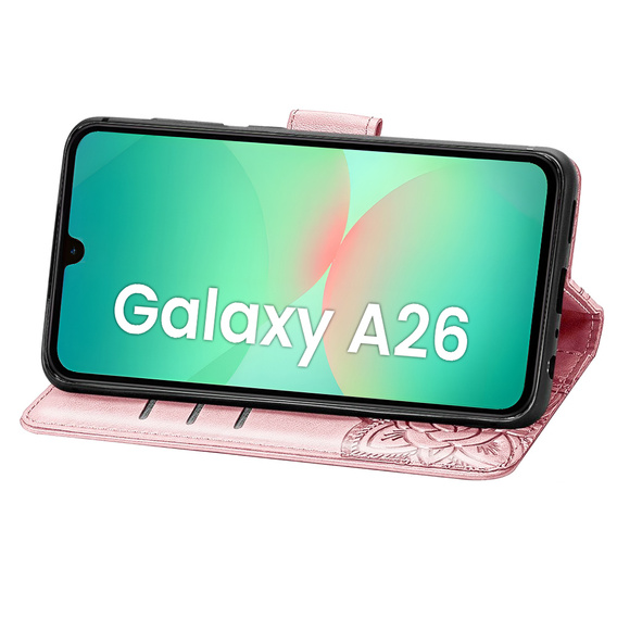 Cu clapetă pentru Samsung Galaxy A26, Butterfly, roz rose gold