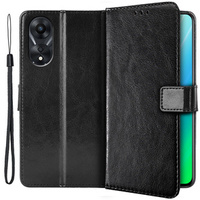 Cu clapetă pentru Oppo A78 5G, Crazy Horse Wallet, negru