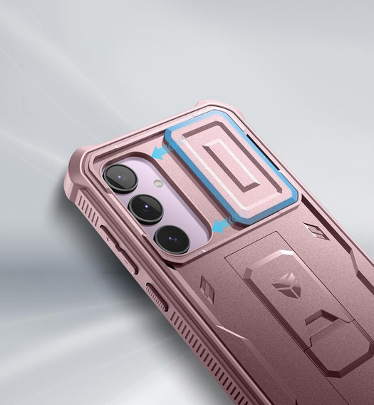 Husă blindată pentru Samsung Galaxy A35, Dexnor Full Body (Two Frames), roz rose gold
