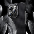 Carcasa BENKS Kevlar pentru iPhone 15 Pro Max, pentru MagSafe, Carbon Fiber, negru