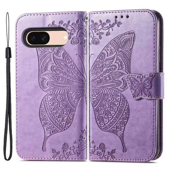 Cu clapetă pentru Google Pixel 8A, Butterfly, violet