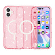 Husă pentru iPhone 17, pentru MagSafe, glitter, roz translucid