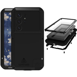 Love Mei Huse pentru Samsung Galaxy S25 Ultra, armored with glass, negru