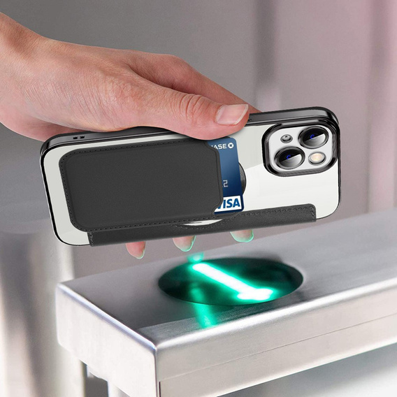 Cu clapetă pentru iPhone 14, RFID Wallet MagSafe CamShield, negru