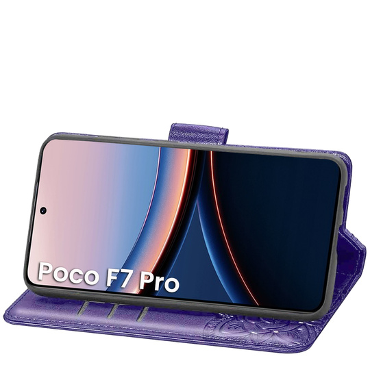 Cu clapetă pentru Xiaomi Poco F7 Pro, Butterfly, violet