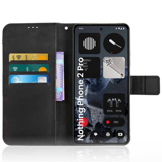 Cu clapetă pentru CMF Nothing Phone 2 Pro, Crazy Horse Wallet, negru