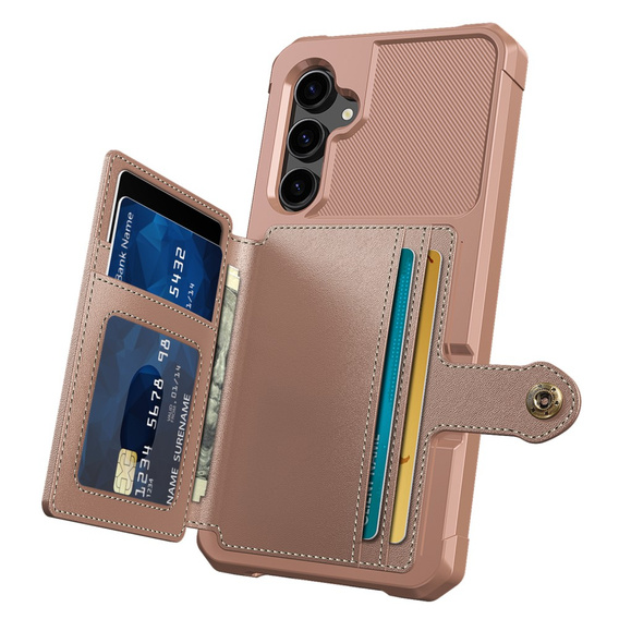Husa pentru Samsung Galaxy S23 FE, Card Holder Kickstand, roz