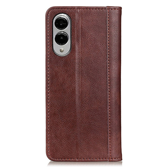 Husa cu clapetă pentru Samsung Galaxy S25 Edge, Split Leather, maro