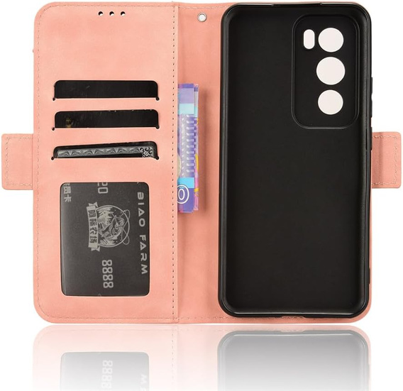 Cu clapetă pentru Oppo Reno 12 Pro, Card Slot, roz