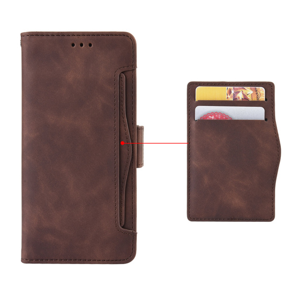 Cu clapetă pentru Samsung Galaxy S25 FE, Card Slot, maro