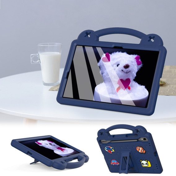 Husă pentru copii pentru Samsung Galaxy Tab S7/S8/S9, Cute Patterns, cu suport, albastru închis