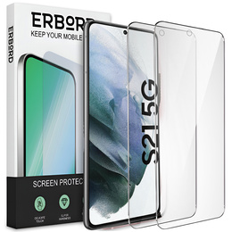 2x sticlă călită pentru Samsung Galaxy S21, ERBORD 9H Hard Glass pe ecran