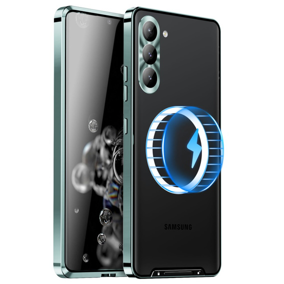 Carcasă de protecție pentru camera foto pentru Samsung Galaxy S23 Plus, CamShield MagSafe, transparent / verde