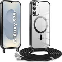 Husă pentru Samsung Galaxy S25+ Plus, Electro MagSafe, negru + Lanyard