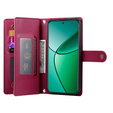 Cu clapetă pentru Oppo Reno 13F 5G, Wallet Zipper Pocket, roșu