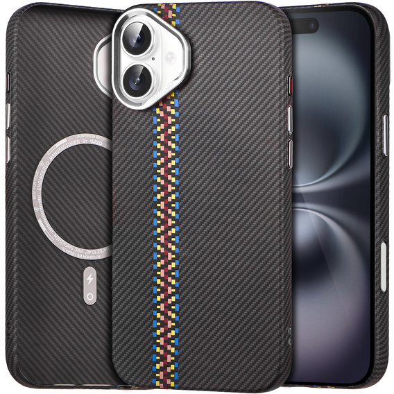 Carcasa pentru iPhone 16 Plus, Carbon Fiber MagSafe, negru