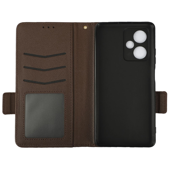 Cu clapetă pentru Xiaomi Redmi Note 12 5G / POCO X5 5G, Wallet Litchi Magnet, maro