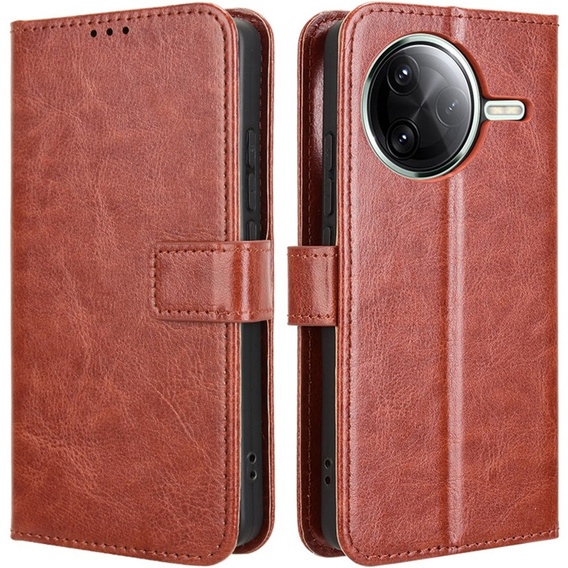 Cu clapetă pentru Xiaomi Poco F7 Pro, Crazy Horse Wallet, maro