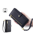 Cu clapetă pentru iPhone 14, Wallet Zipper Pocket, negru