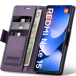 Husă flip lucioasă ERBORD Litchi pentru Xiaomi Redmi Note 15 5G