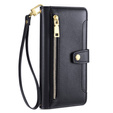 Cu clapetă pentru iPhone 14 Pro, Wallet Zipper Pocket, negru