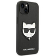 Karl Lagerfeld Huse pentru iPhone 14 Plus, Saffiano Choupette Head Patch, negru