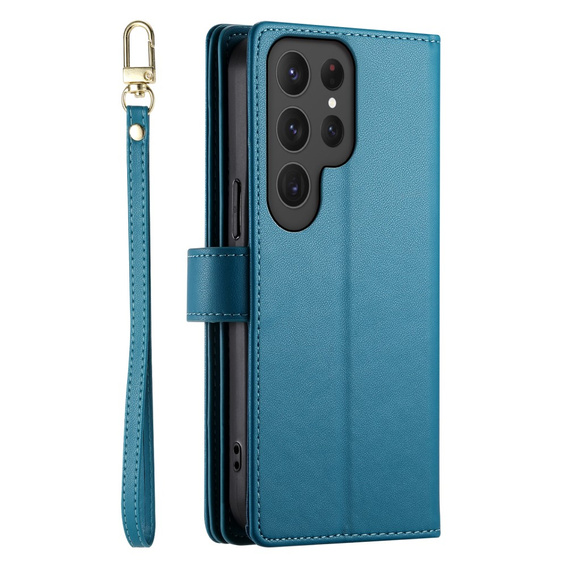 Cu clapetă pentru Samsung Galaxy S25 Ultra, Wallet Zipper Pocket, albastru