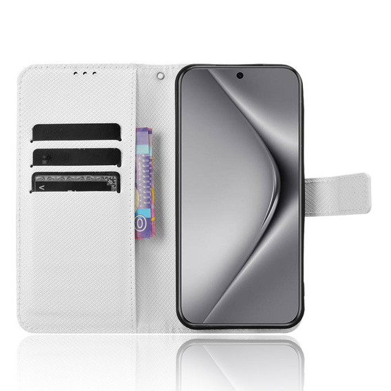 Cu clapetă pentru Huawei Pura 70, Wallet Smart Magnet, alb