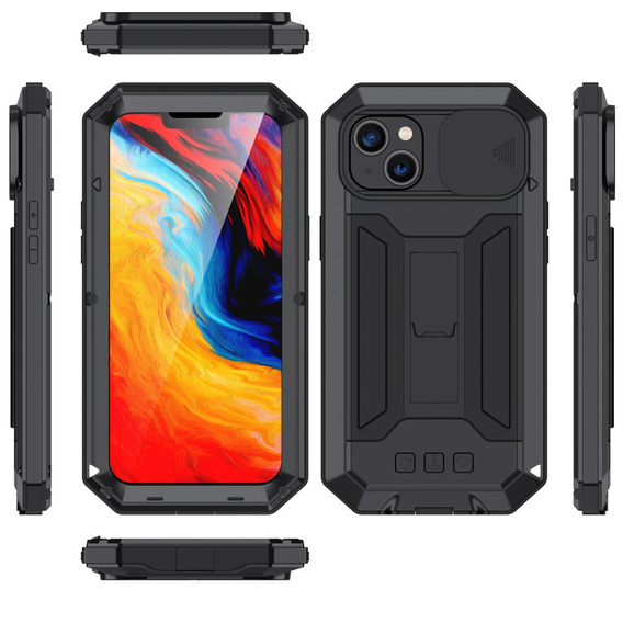 Husă blindată pentru iPhone 14, R-JUST CamShield Slide, negru