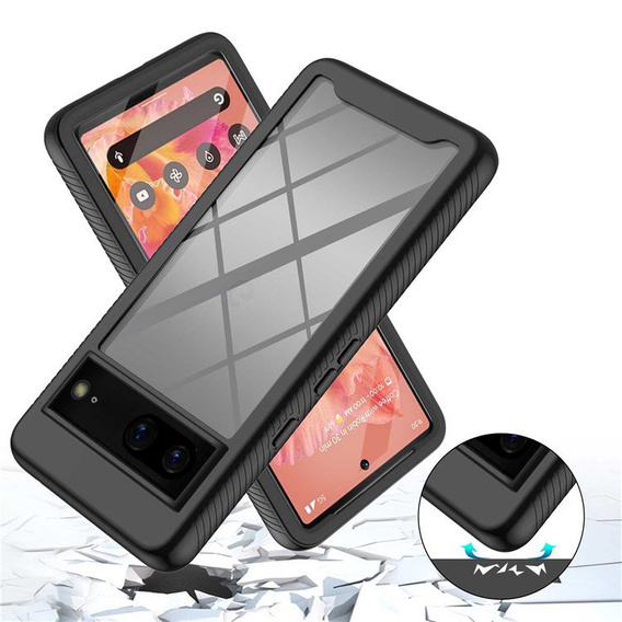 Carcasă pentru Google Pixel 7, Shockproof, cu folie, negru