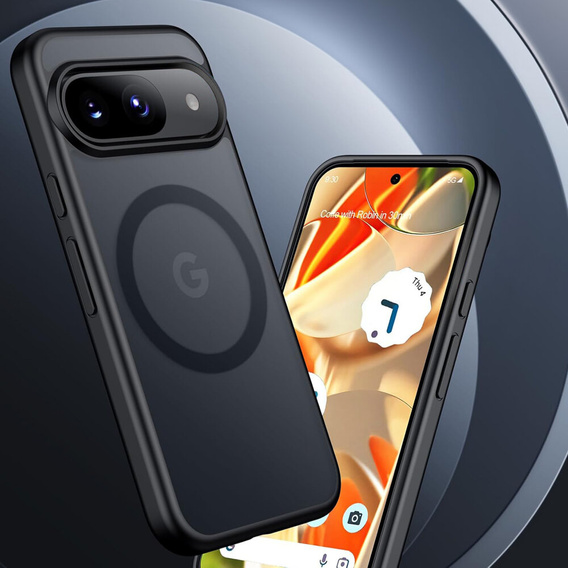 Husă pentru Google Pixel 9, pentru MagSafe, ERBORD Matt Case, negru + sticlă pentru ecran