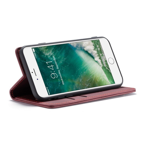 Husa CASEME pentru iPhone 7/8/SE 2020/SE 2022, Leather Wallet Case, maroon