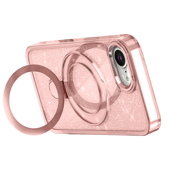 Carcasa iPhone 16e, Glittery Magnetic Kickstand, roz