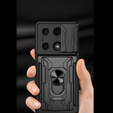 Husă blindată pentru Xiaomi Redmi Note 13 Pro 4G / Xiaomi Redmi Note 14S / Xiaomi Poco M6 Pro 4G, Camera Slide Card Slot, negru