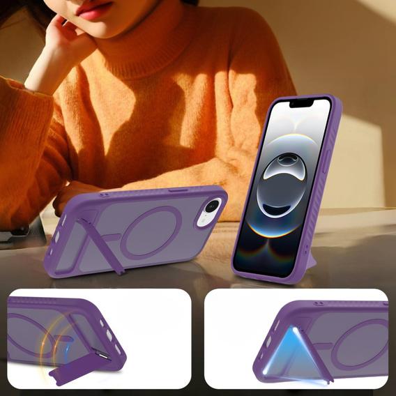 Husă pentru iPhone 16E, Kickstand Matt Case, pentru MagSafe, violet