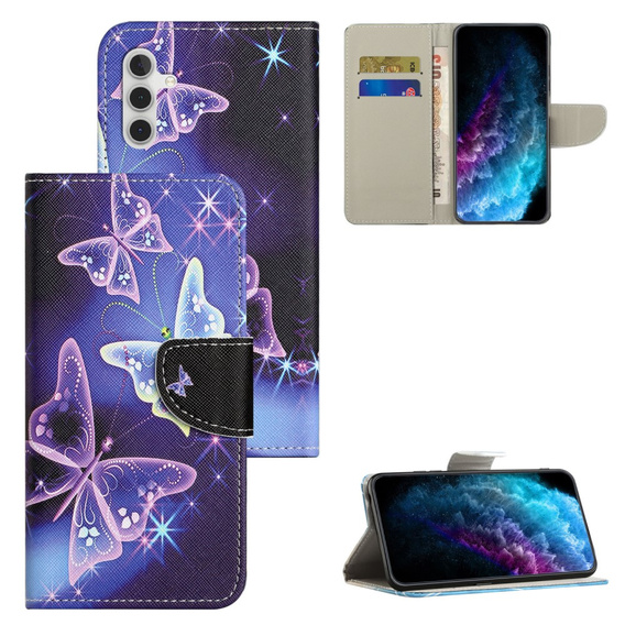 Cu clapetă pentru Samsung Galaxy M15 5G, Wallet, Sparkling Butterflies