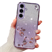 Husă pentru Samsung Galaxy A05s 4G, Glitter Flower, violet