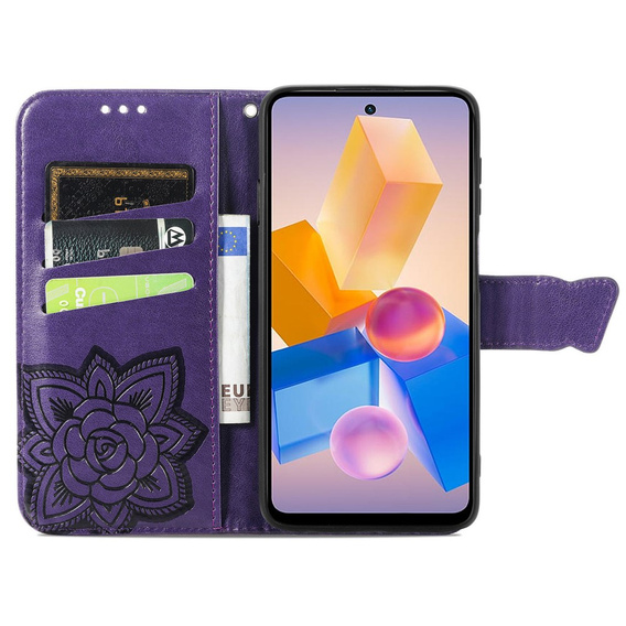 Cu clapetă pentru Infinix Hot 40i, Butterfly, violet