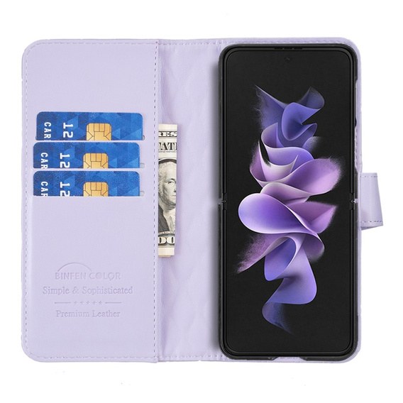Cu clapetă pentru Samsung Galaxy Z Fold6 5G, Wallet, BINFEN COLOR, violet
