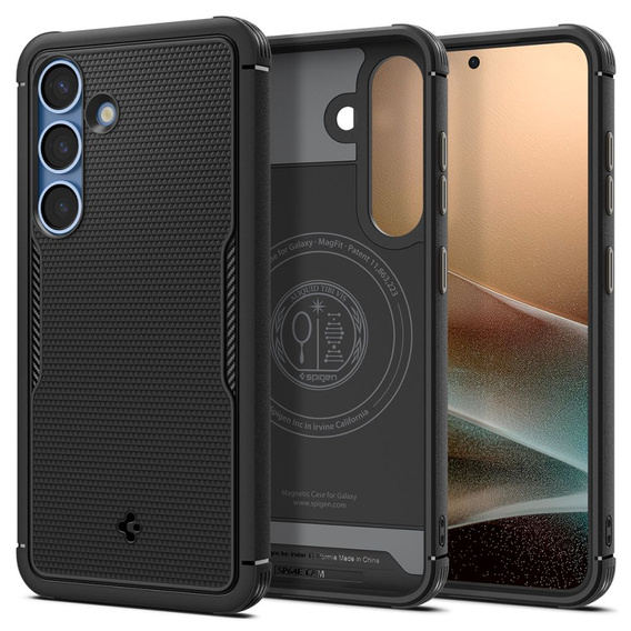 Carcasa Spigen pentru Samsung Galaxy S25+ Plus, Core Armor MagSafe, negru + 9H Tempered Glass