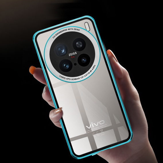 Husa pentru Vivo X200 Pro 5G, Magnetic Dual Glass, albastru