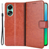 Cu clapetă pentru Oppo A78 4G, Crazy Horse Wallet, maro