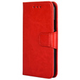 Cu clapetă pentru TCL 305i, PU Leather Wallet Case, roșu