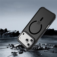 Carcasă Matt pentru iPhone 17 Pro Max, blindată, pentru MagSafe, fumurie cu fețe negre