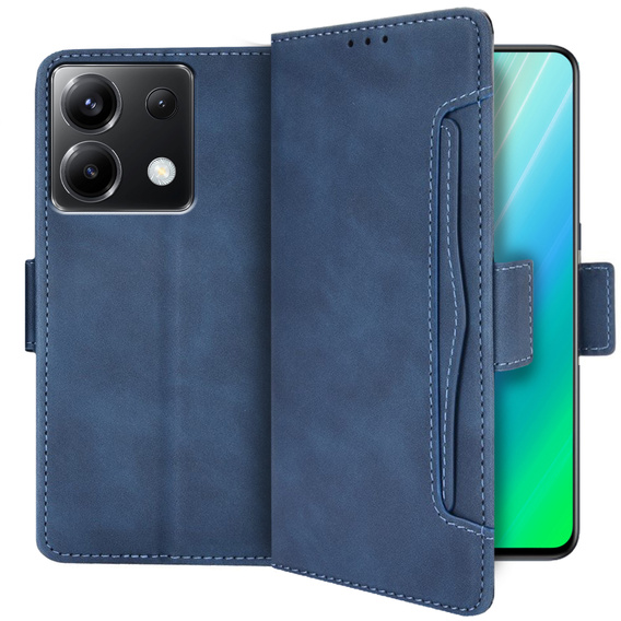 Cu clapetă pentru Xiaomi Poco X6 5G, Card Slot, albastru