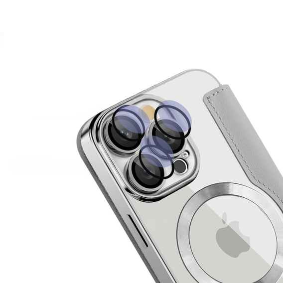 Cu clapetă pentru iPhone 16 Pro Max, RFID Wallet MagSafe CamShield, de argint