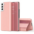 Huse pentru Samsung Galaxy S21 FE, Clear View, roz rose gold