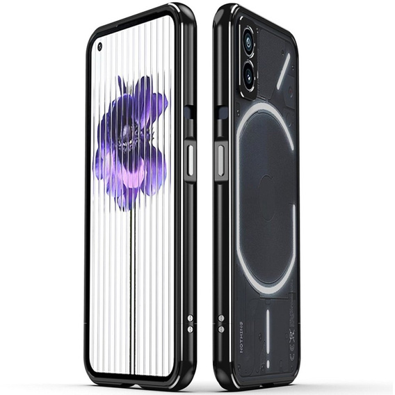 Husa pentru Nothing Phone (2), Armor Bumper, cu capac pentru obiectiv, negru / argintiu