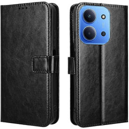 Cu clapetă pentru Xiaomi Redmi 15C 4G/LTE, Crazy Horse Wallet, negru