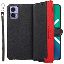 Cu clapetă pentru Motorola Edge 30 Neo 5G, KHAZNEH RFID, Dual Color, negru